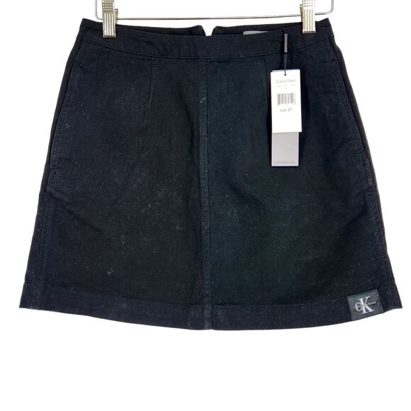 SALE Calvin Klein NWT Black Denim Mini Skirt Women's Size 27 US Small NEW - Picture 1 of 3